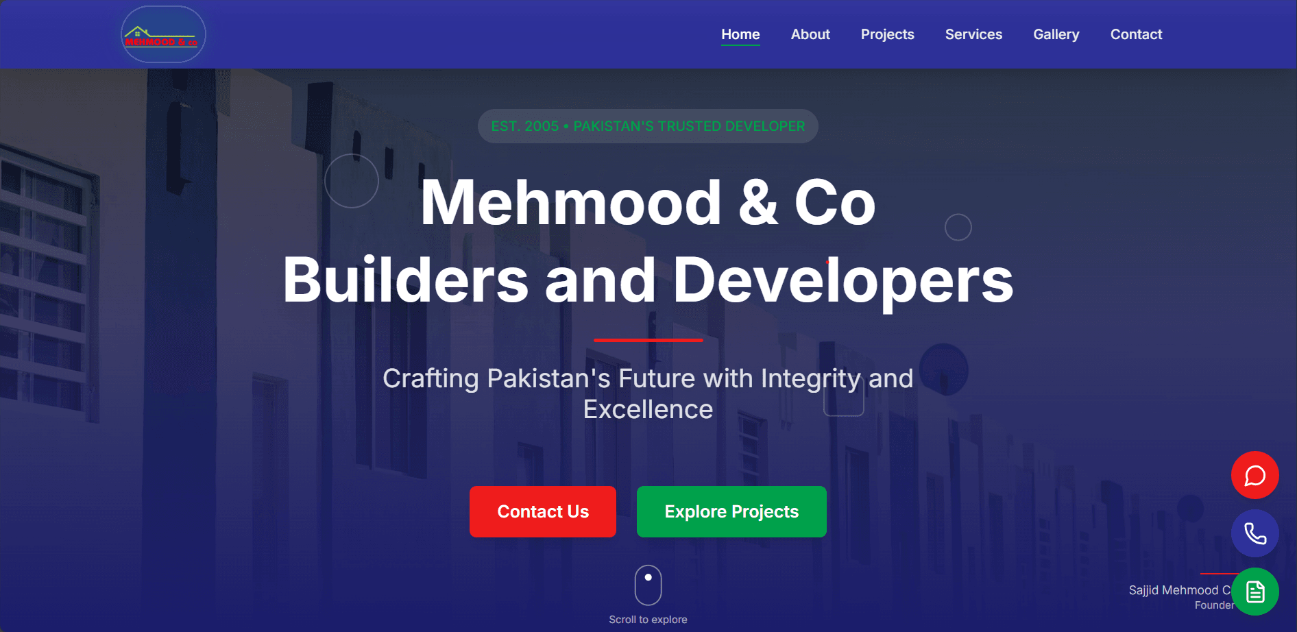 Mehmood Builders & Developers Website project screenshot